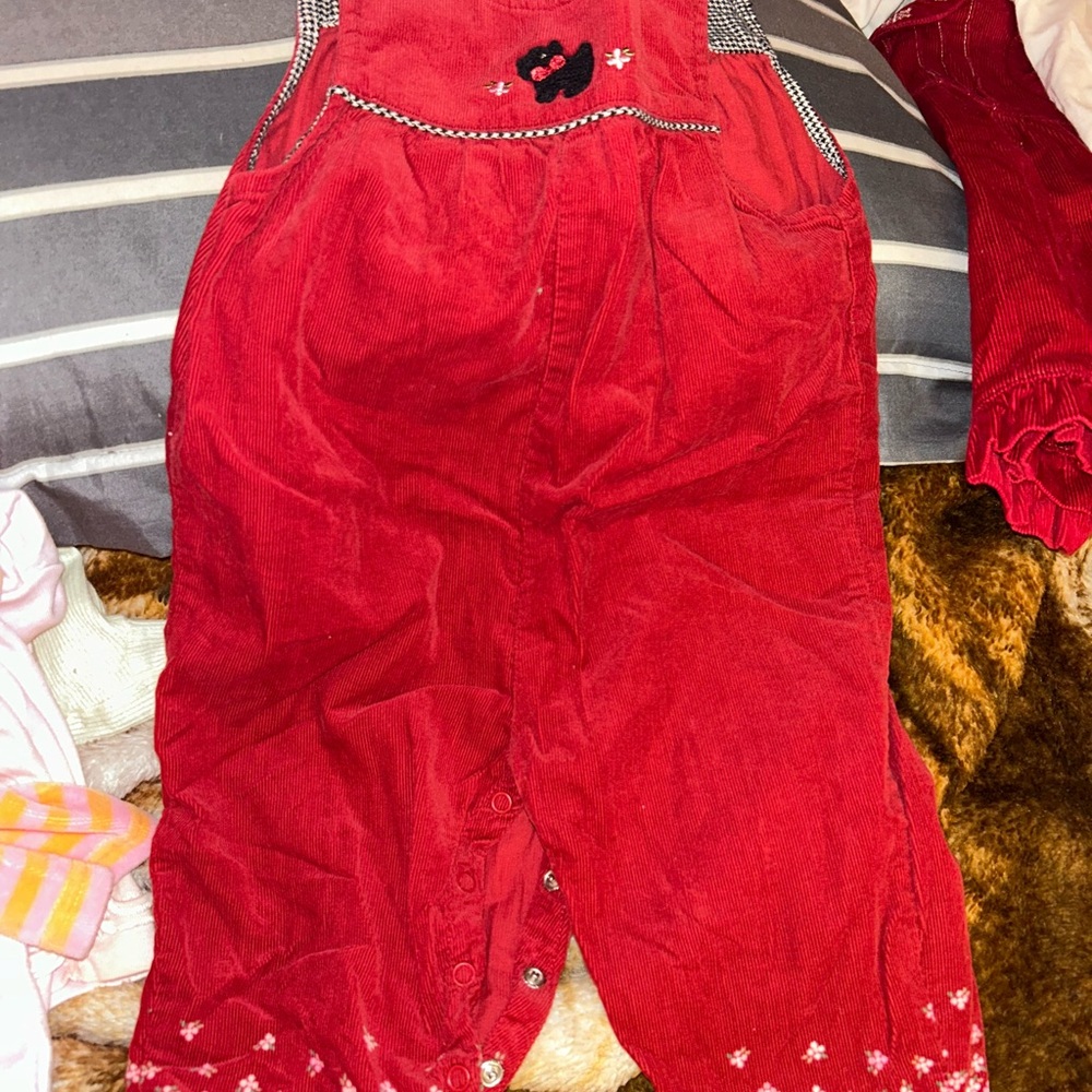 Gymboree Red Overalls with Embroidery Detail